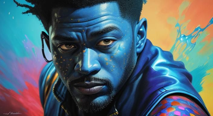 Colorful Jazz & Blues Portrait in Splash Art Style