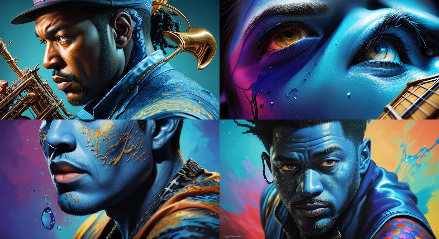 Colorful Jazz and Blues Splash Art Portrait