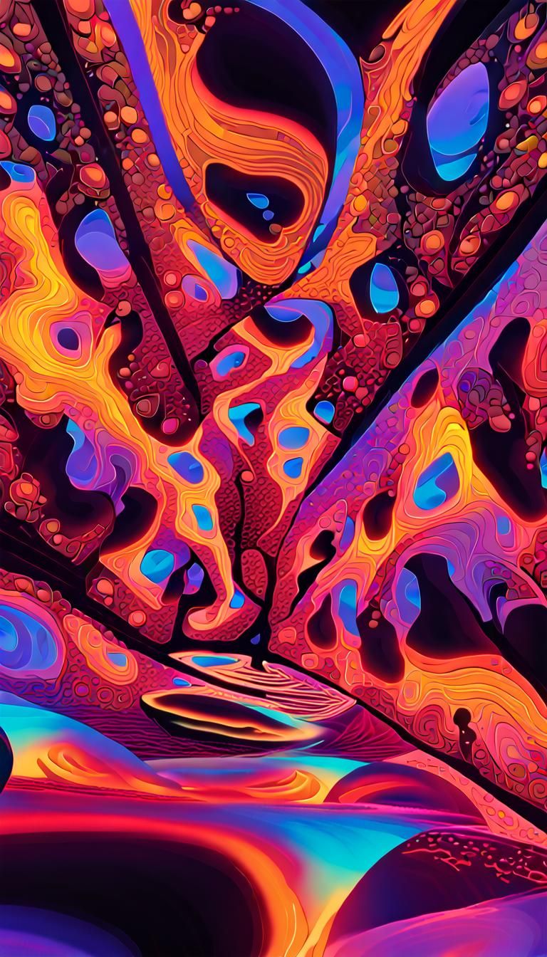 Bright Neon Perfect Form in Psychedelic Digital Art