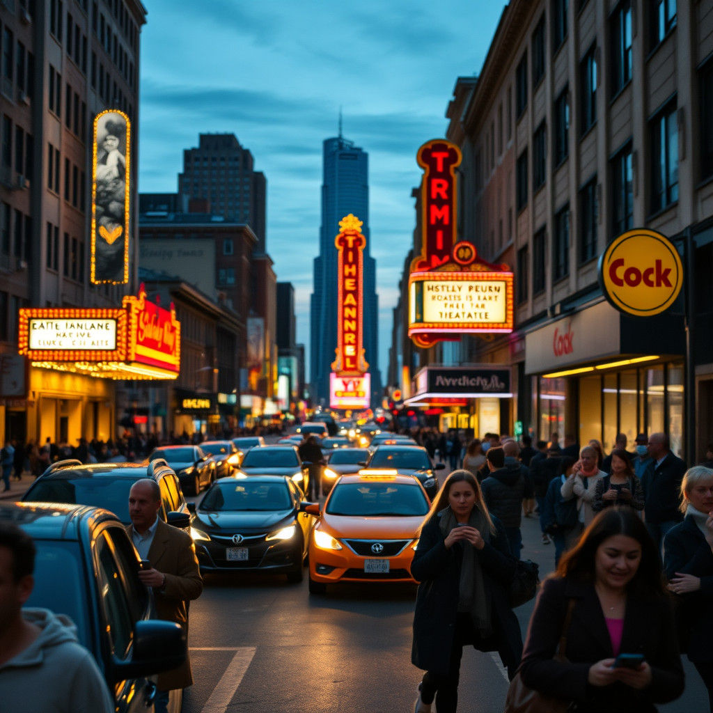 Bustling New York Avenue at Night: 8k Photograph