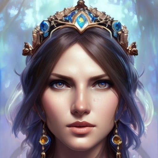 Elf Woman Portrait in Art Nouveau Style