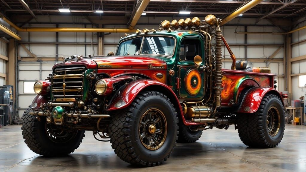 Custom Slammed Truck with Spectral Gradient