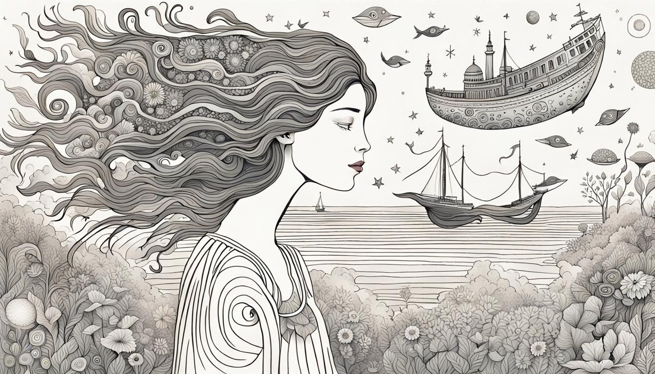 Surreal Woman Holds Cosmos in Watercolor Universe