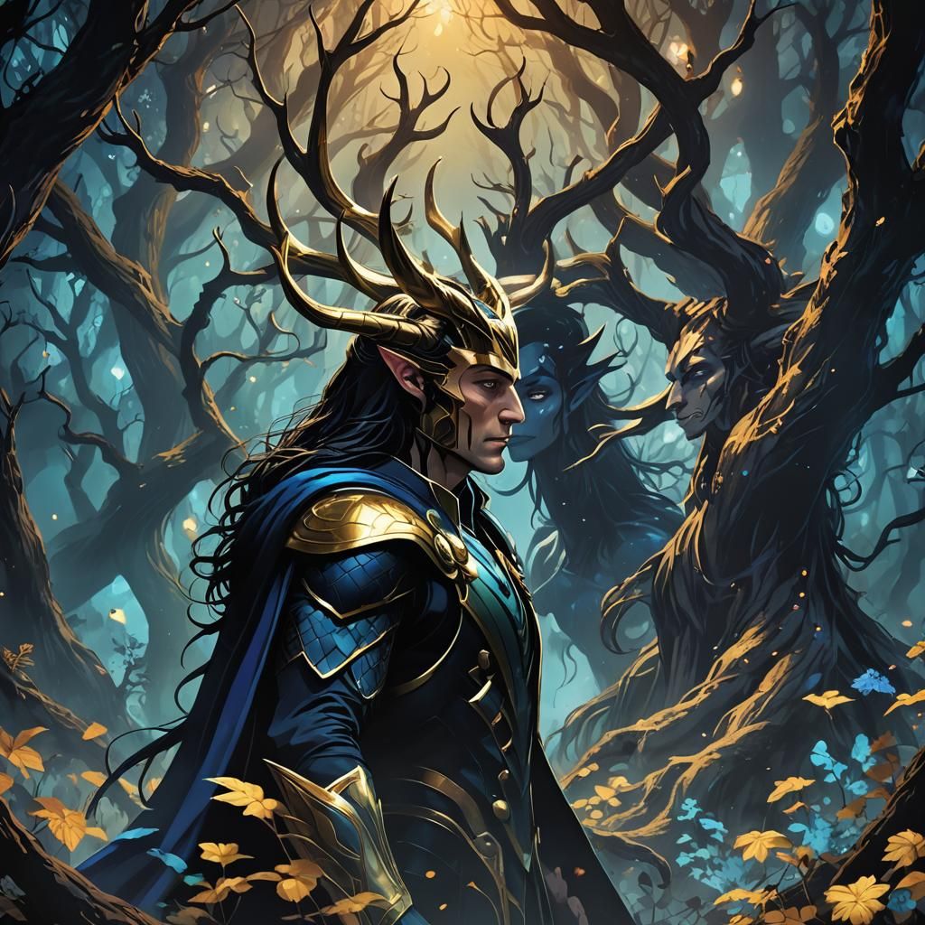 Loki and Malefique Embrace: Anime Style Enchanted Forest
