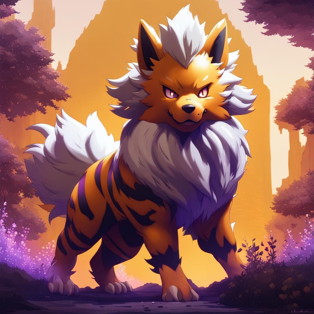 Hyperdetailed Arcanine Pokemon in Dark Fantasy Style