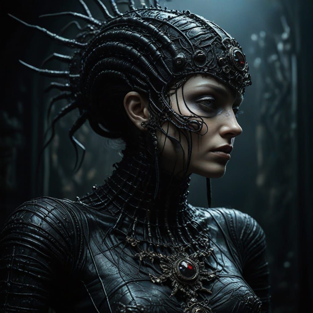 Gothic Centipede Woman Hybrid in Macabre Dance