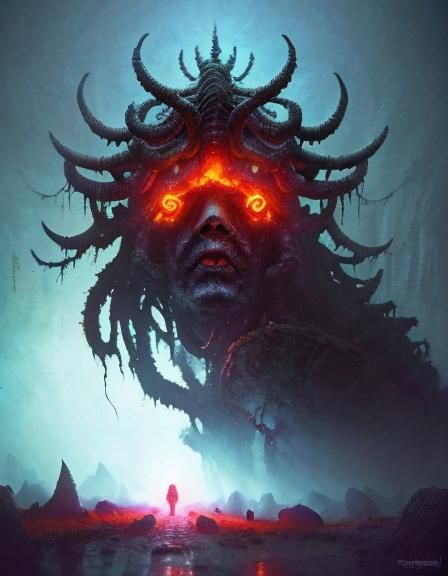 Dark Fantasy Barbarian Warrior in Crimson Light