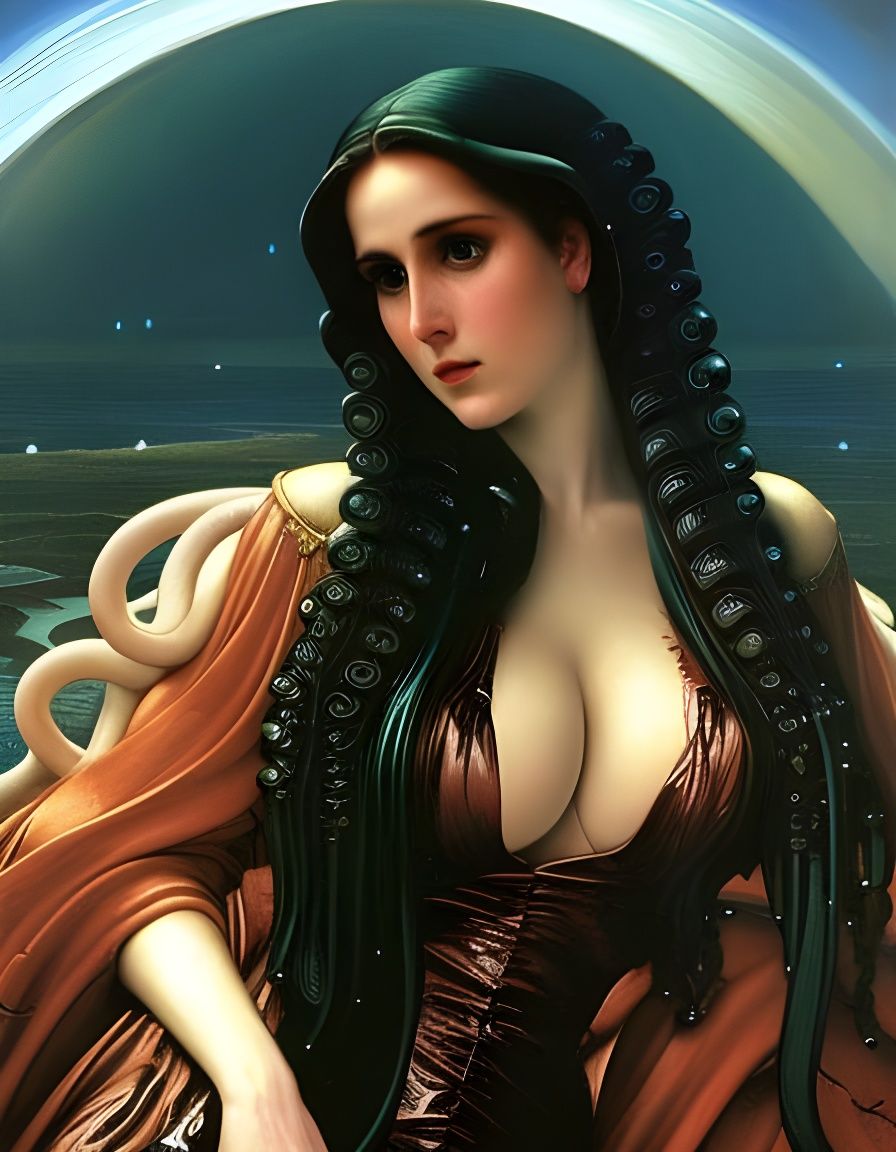 Voluptuous Sci-Fi Squid Girl Portrait