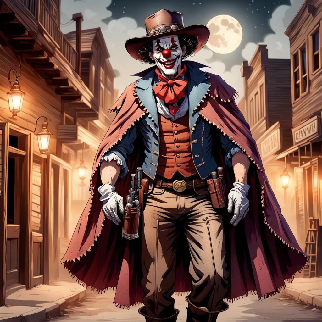 Evil Cowboy Clown in Steampunk Old West