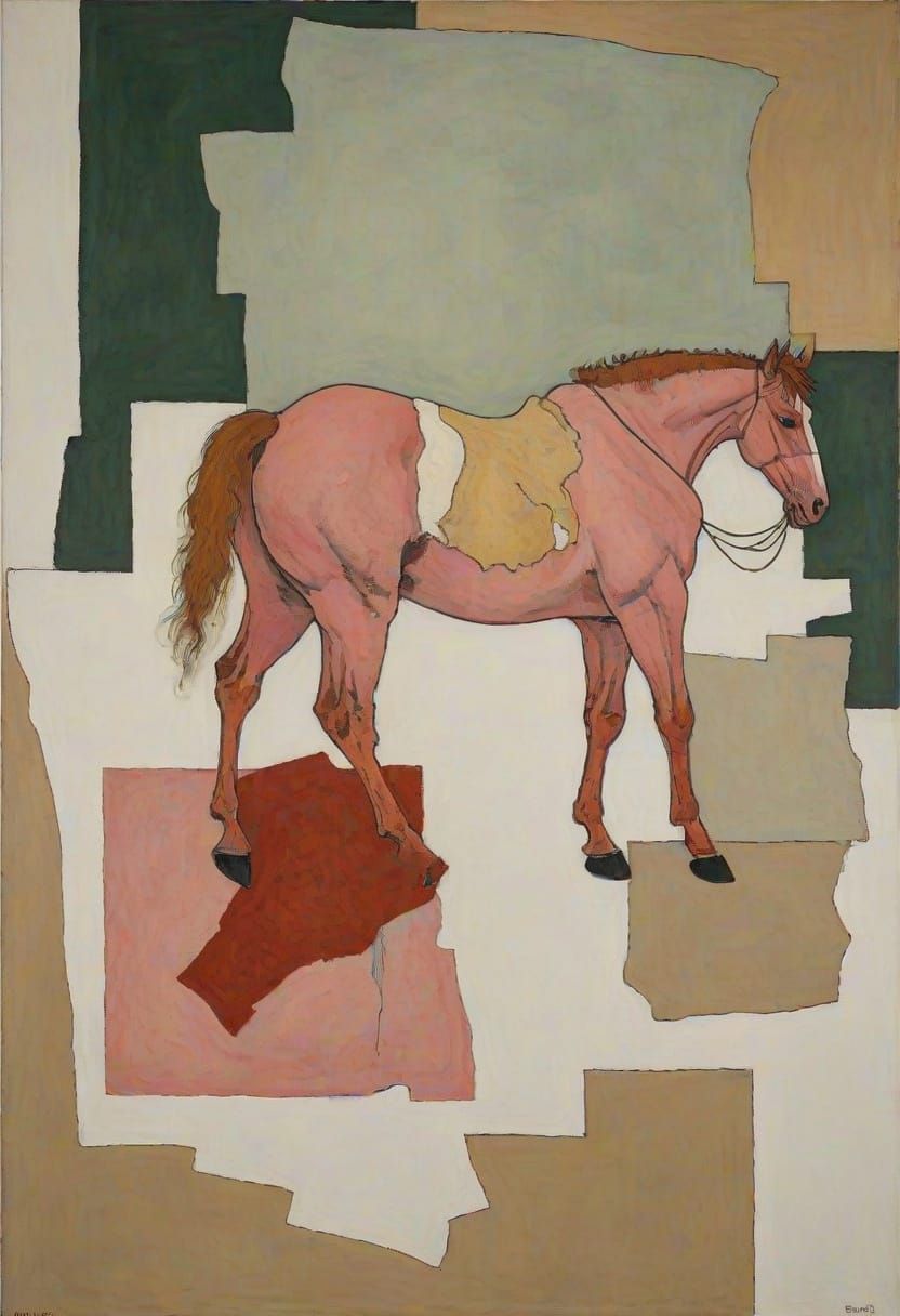 Dramatic Upside Down Horse Still Life in Modern Art Style