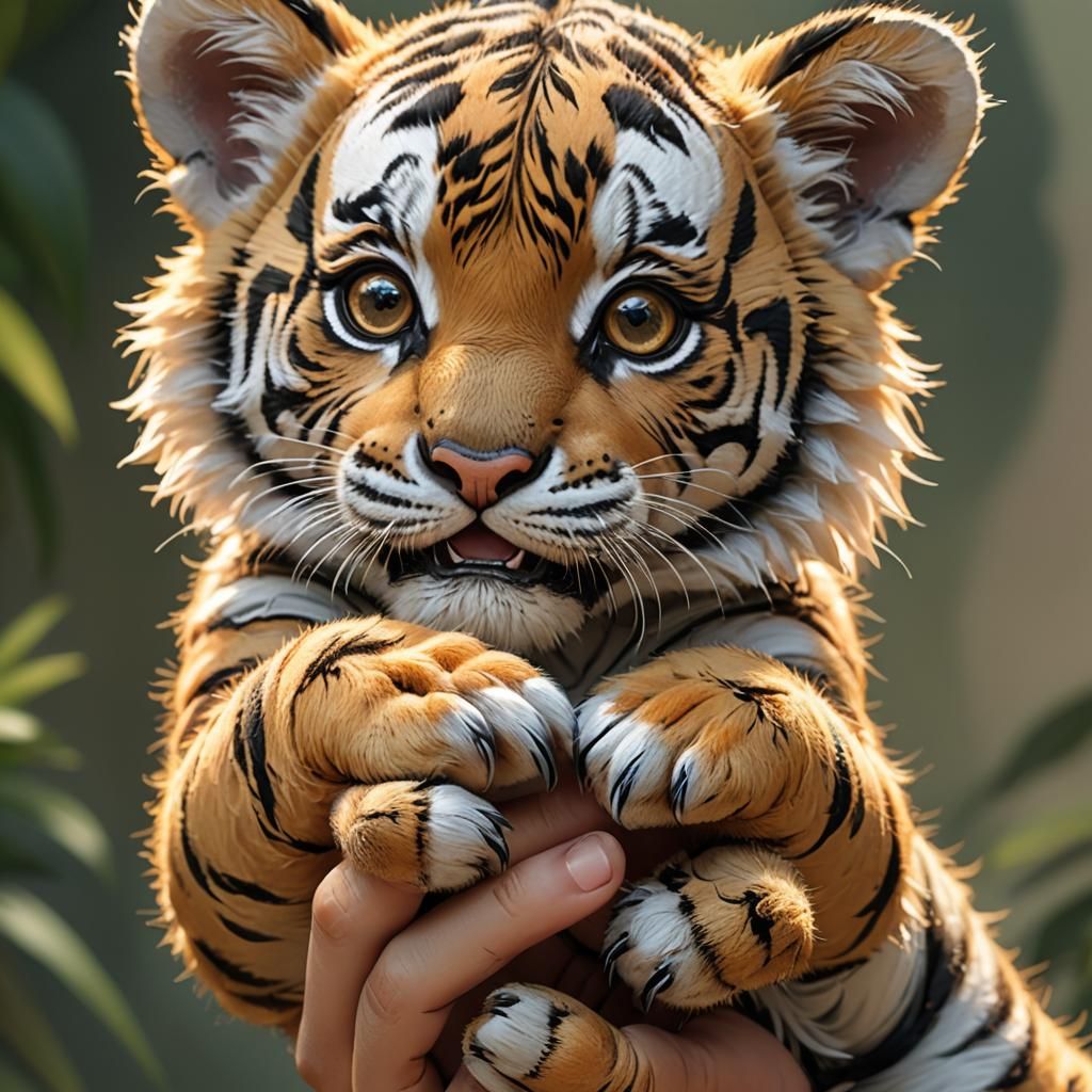 Anime-Style 3D Baby Tiger Portrait