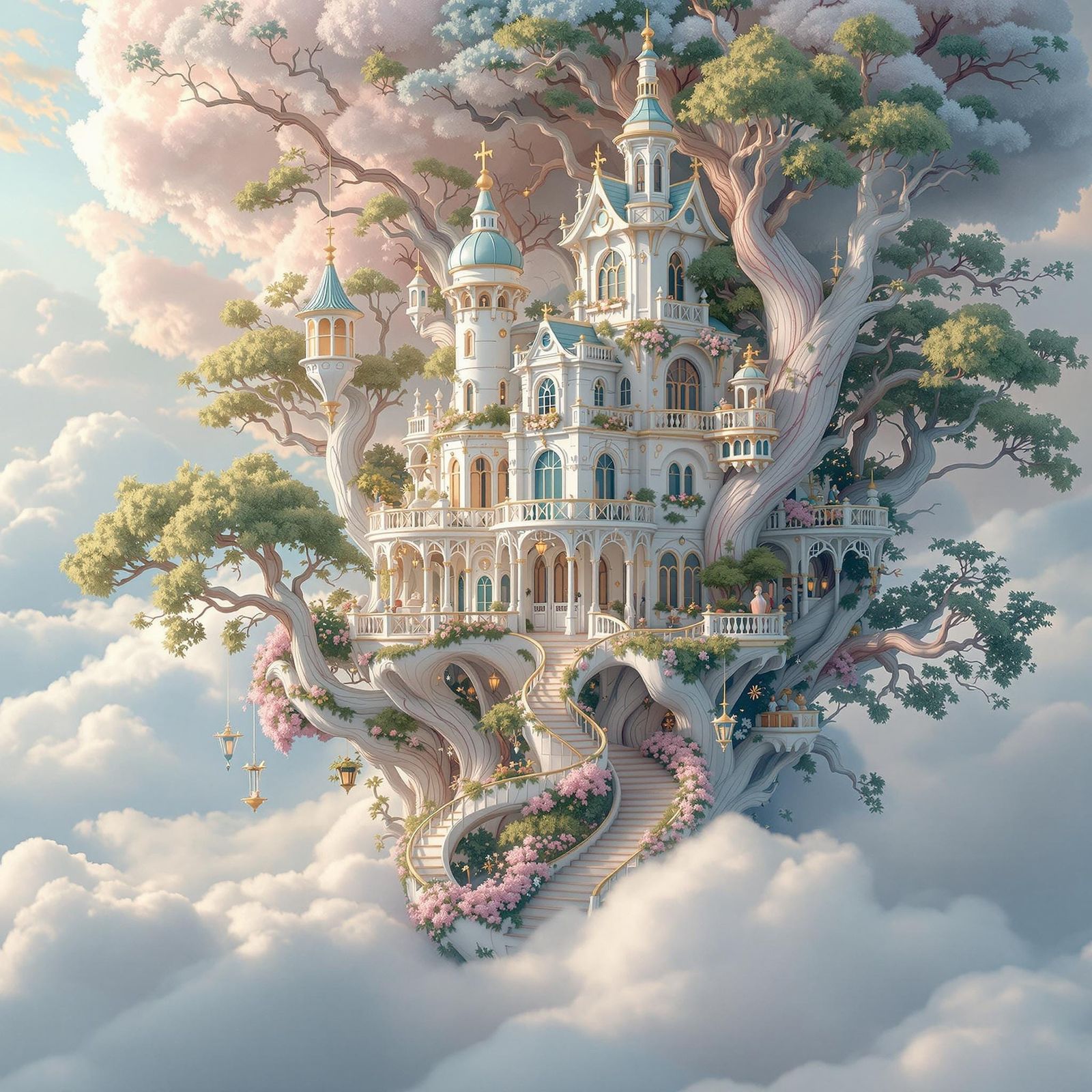 Whimsical Mansion-Style Treehouse in Enchanted Forest