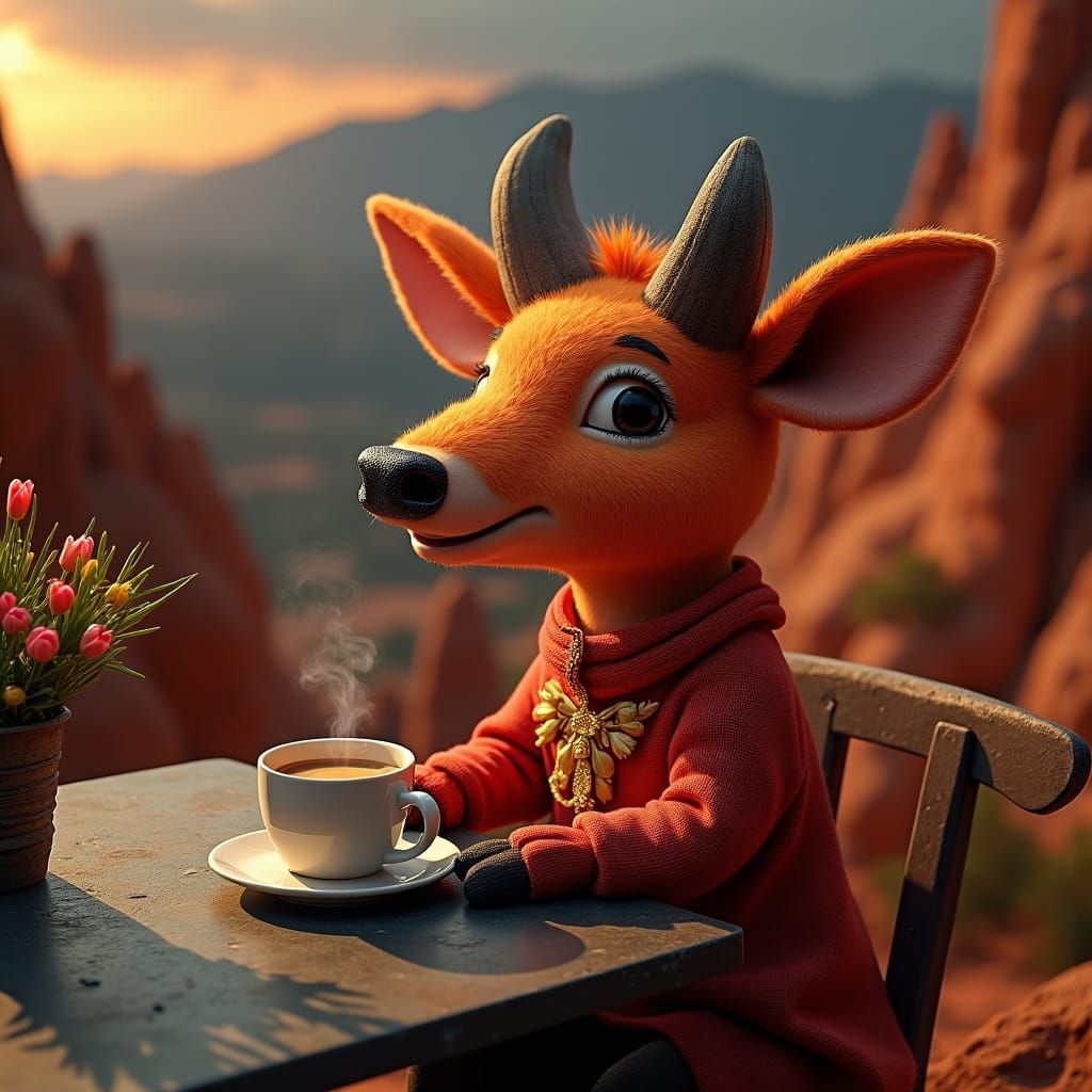 Capybara Astronaut Enjoying Coffee on Mars