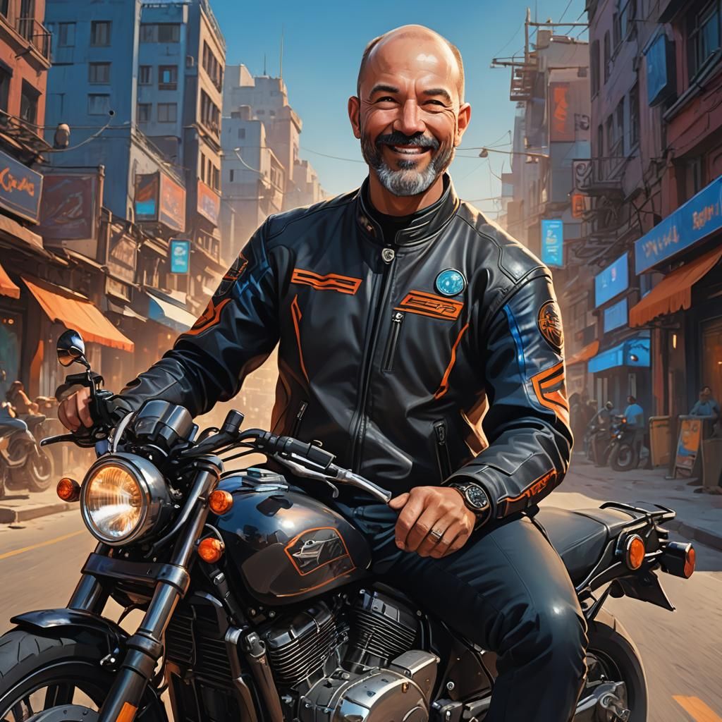 Man on Motorcycle: Fantasy Concept Art