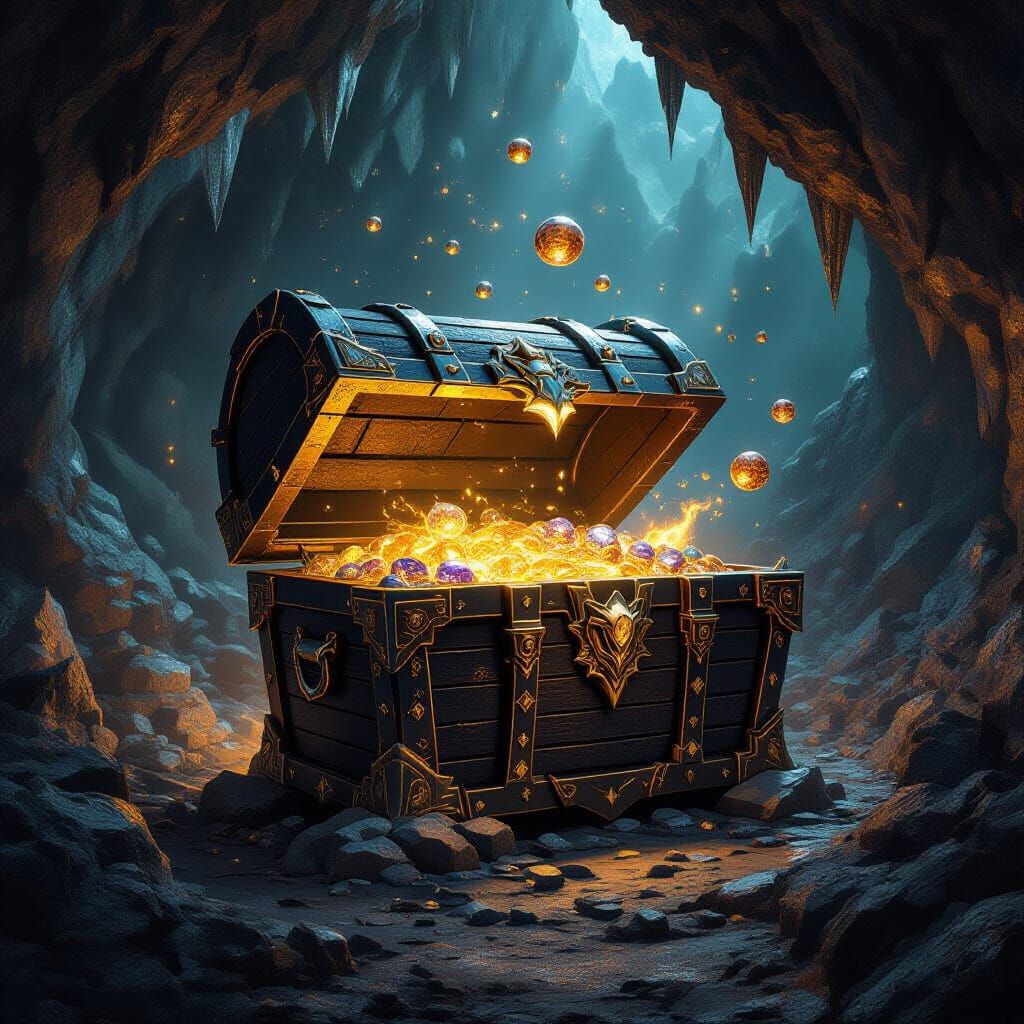Colossal Obsidian Treasure Chest in Fiery Cavern
