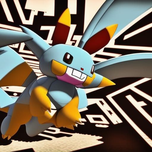 Giant Gray Pokemon Helicopter in 3D Game Style