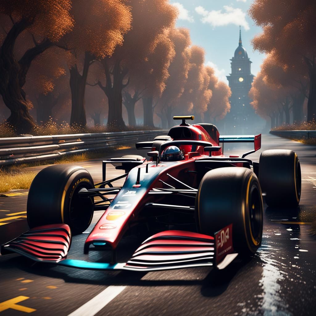 Detailed Matte Painting of an F1 Car