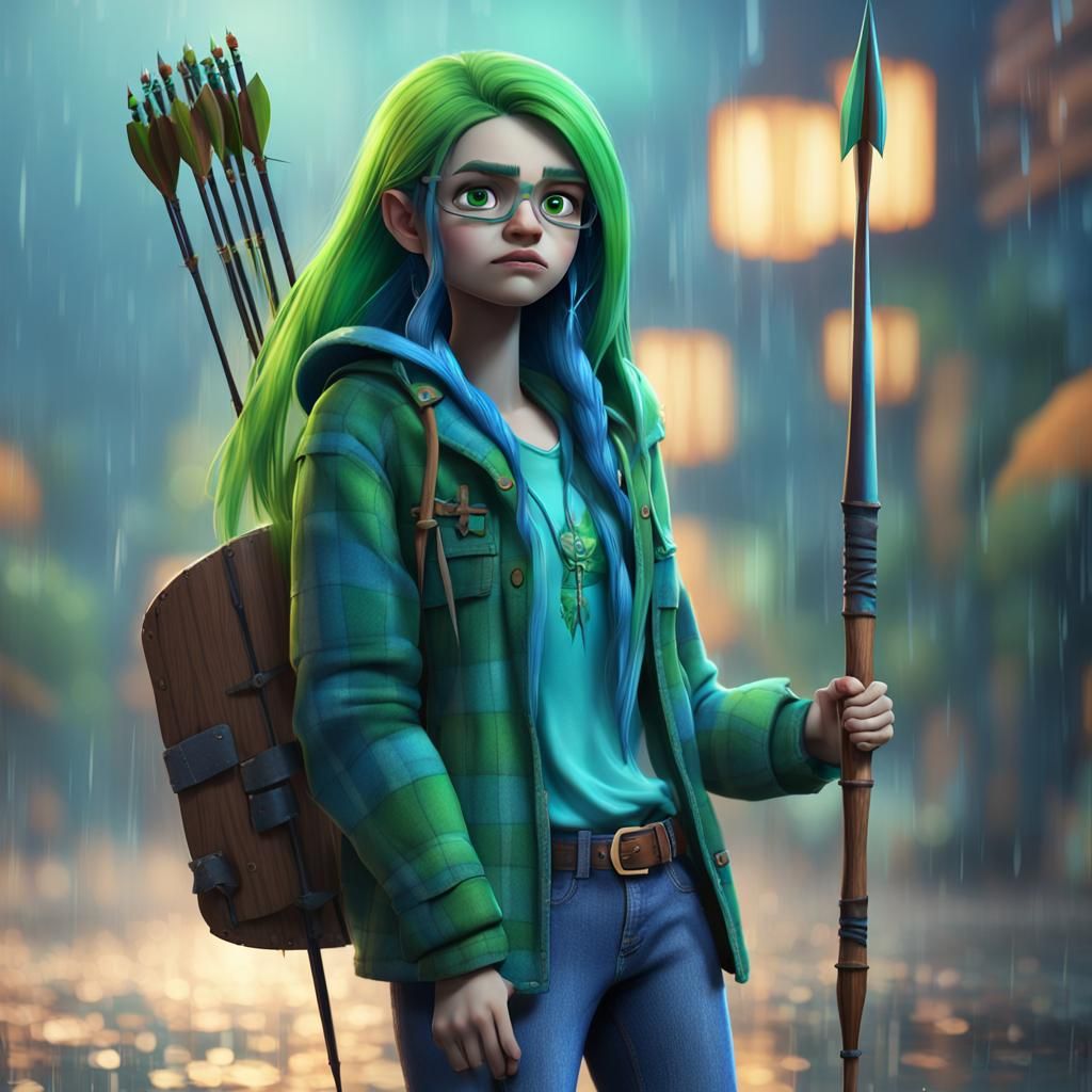 Woman with Bow and Arrows in 3D Digital Art