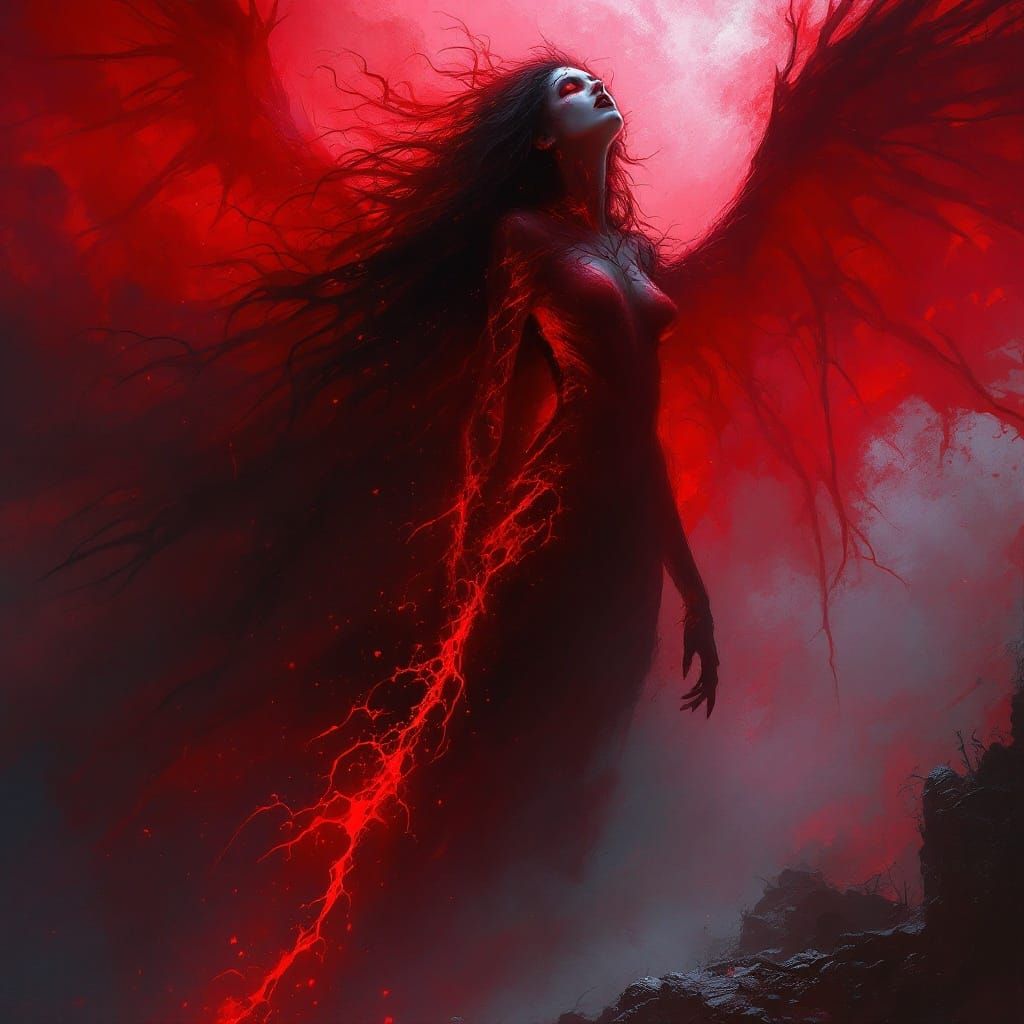 Crimson Banshee in Dark Gothic Style