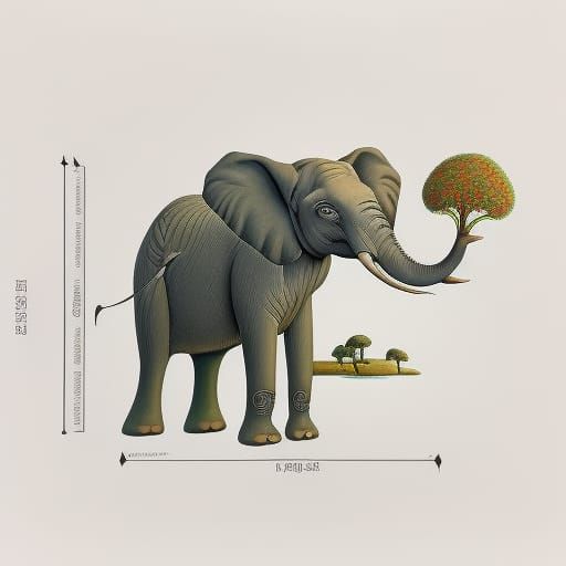 Elephant in Surreal Jungle Landscape