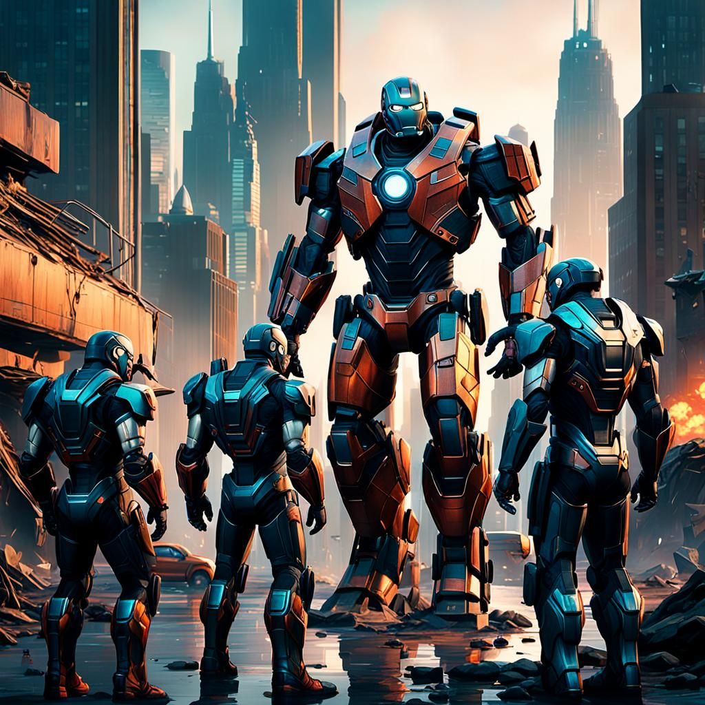 Avengers Assemble in New York City Sunset