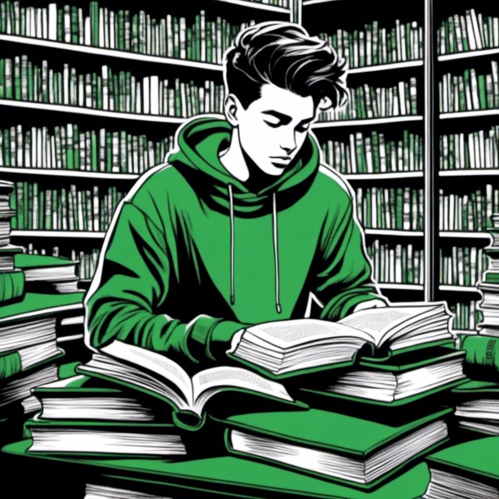 Noir Portrait of a Teenager in Library