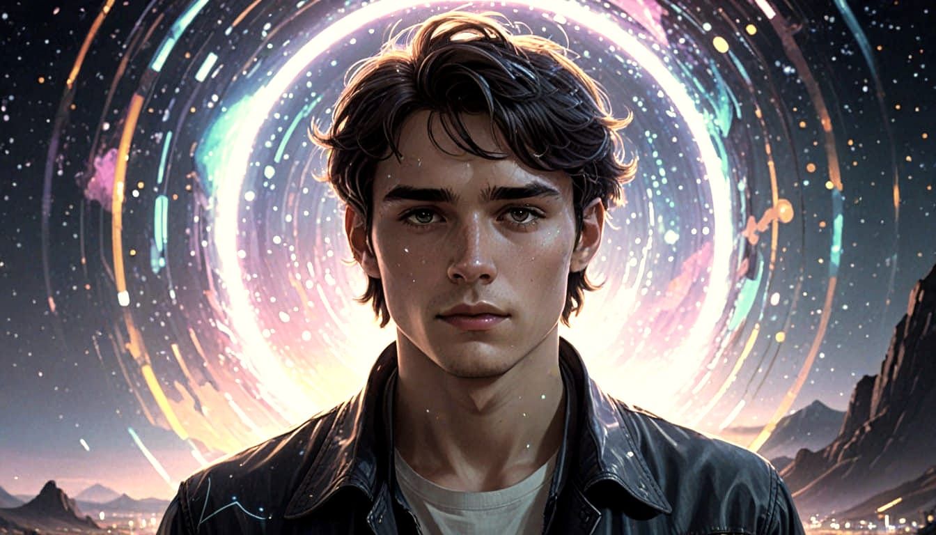 Ethereal Young Man in Vibrant Astral Plane