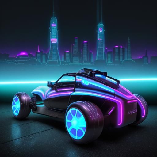 Retro-Futuristic Plasma Vehicle in Candy Art Style