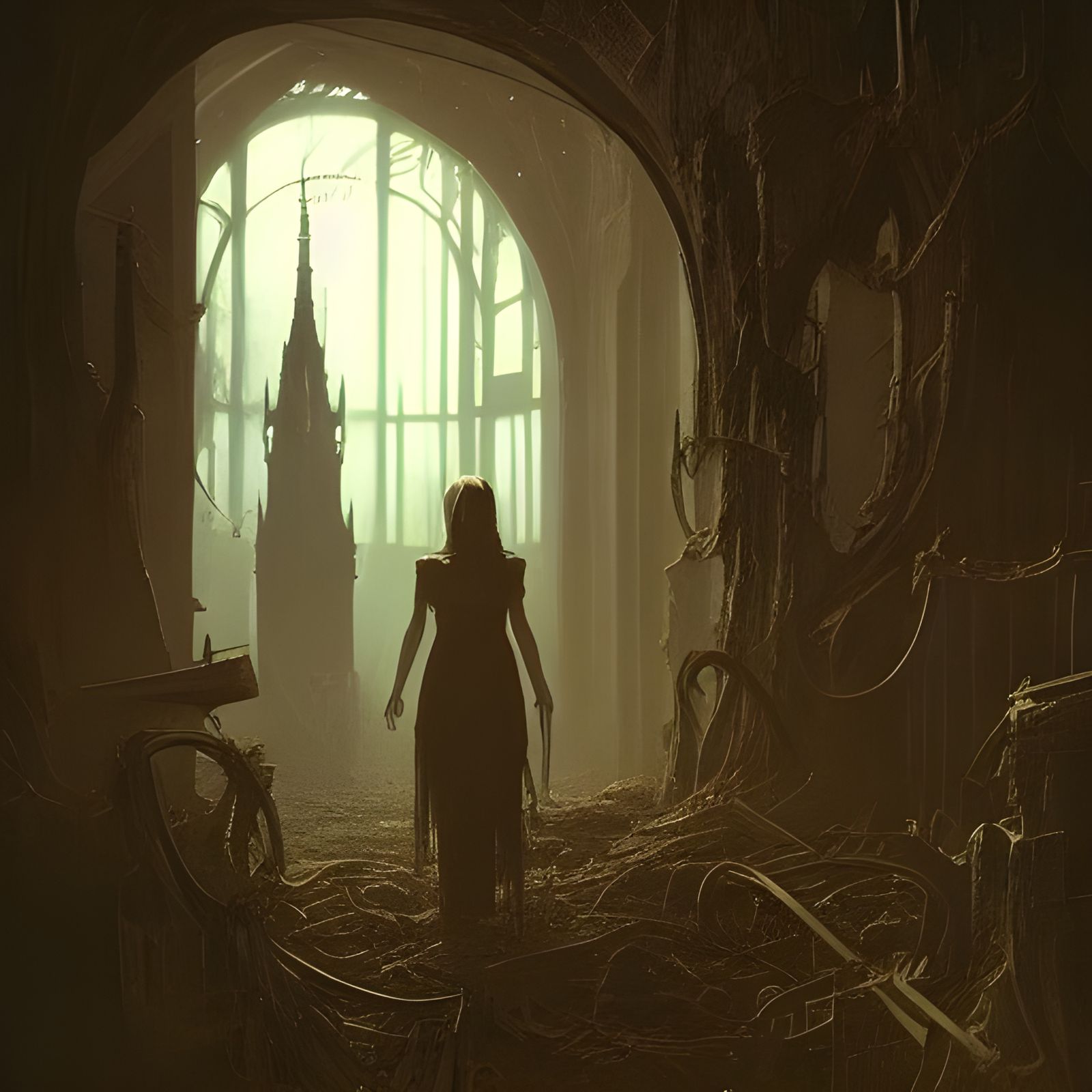 Mike Wazowski in Ominous Gothic Post-Apocalyptic Art