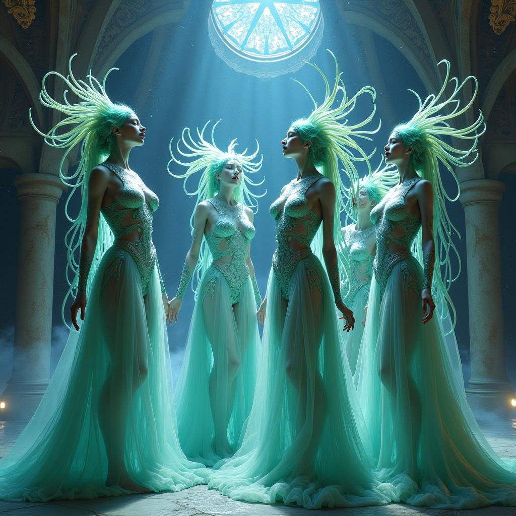 Laughing Aliens in a Celestial Sanctum: Fantasy Art