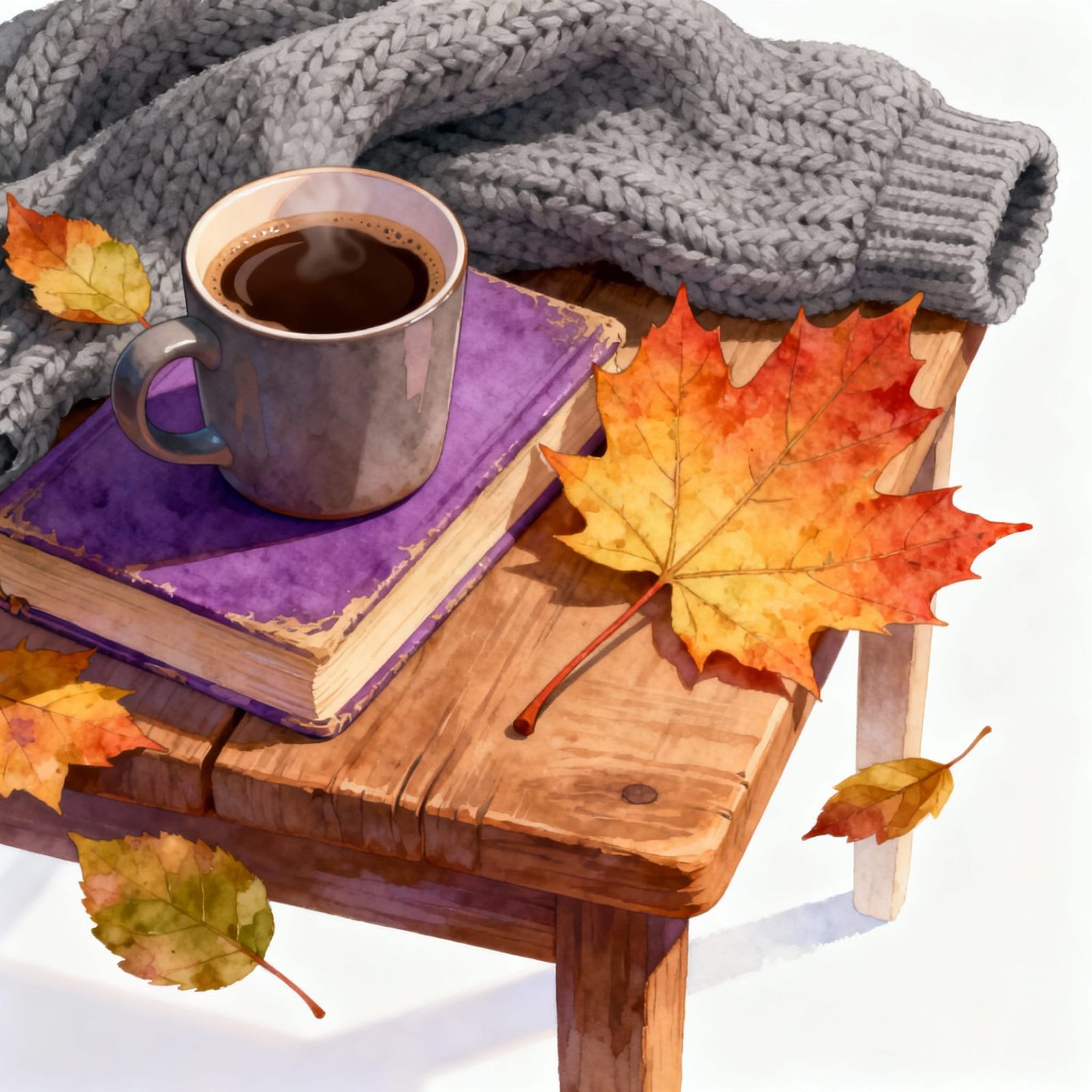 Autumn Coffee and Book Drawing in Harrison Fisher Style