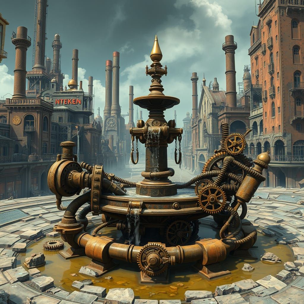 Steampunk Fountain in Clockwork City