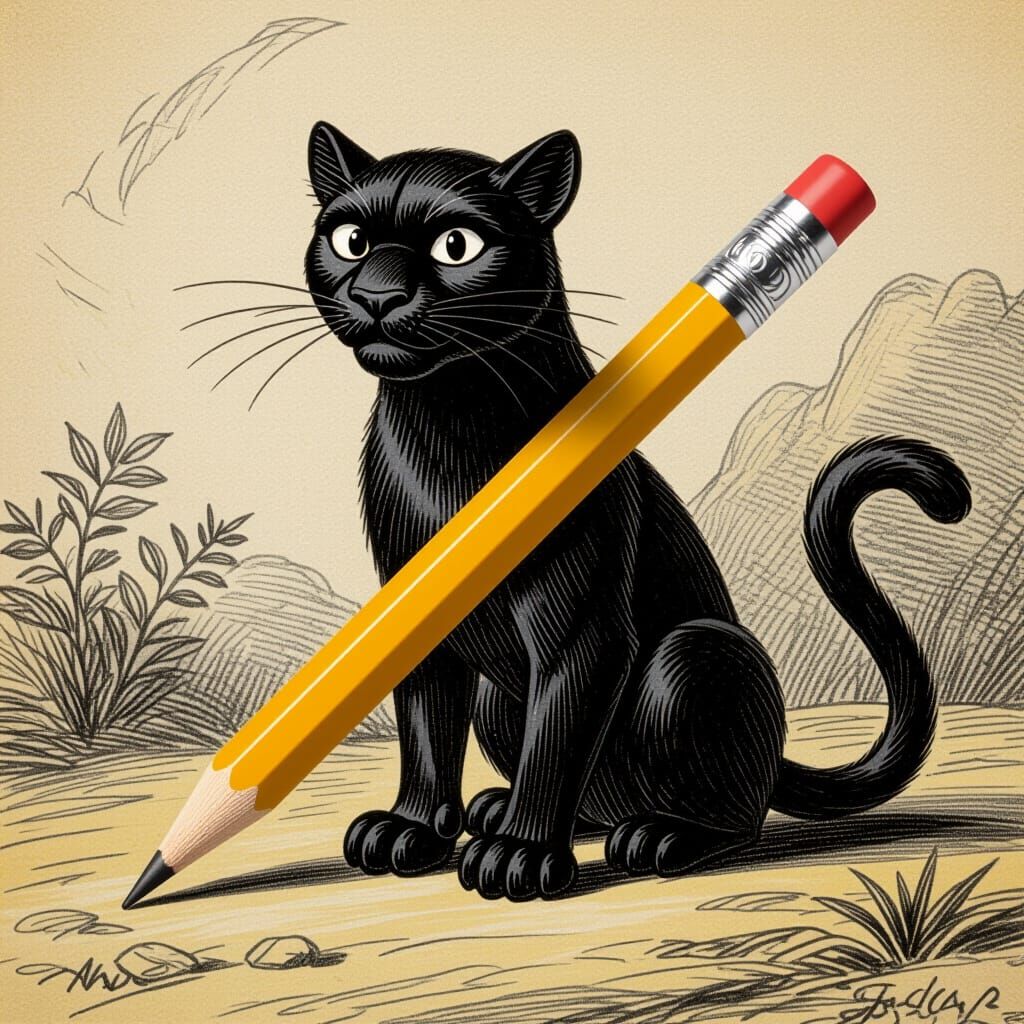 Pencil Transforms into Black Panther in Goya & Aardman Style