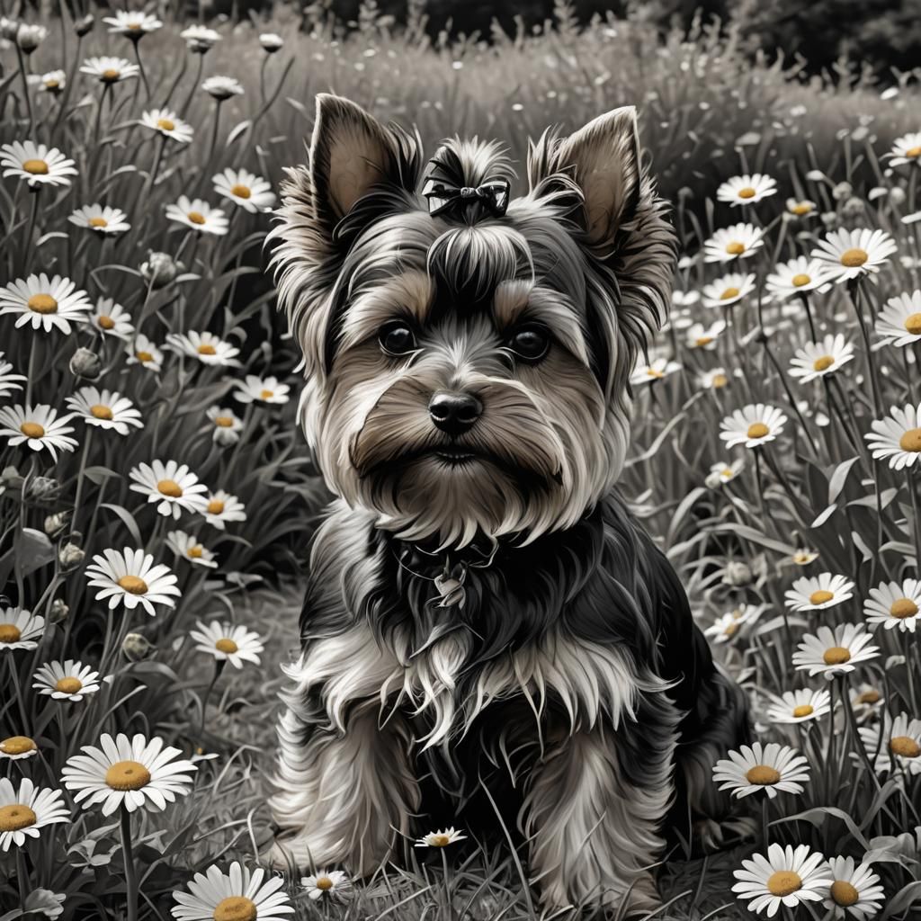 Expressive Monochrome Portrait of a Yorkie Poodle Mix