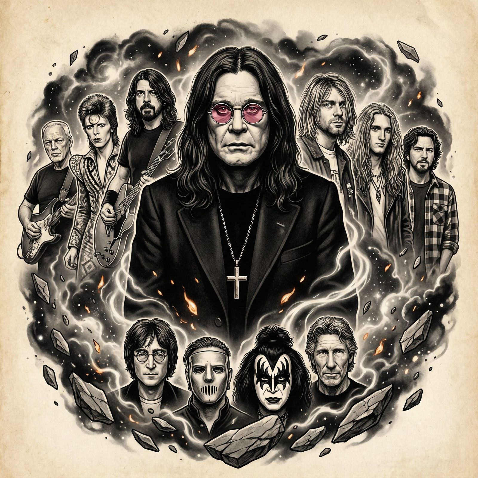 Rock Legends Tattoo Art: Ozzy, Cobain, Bowie & More