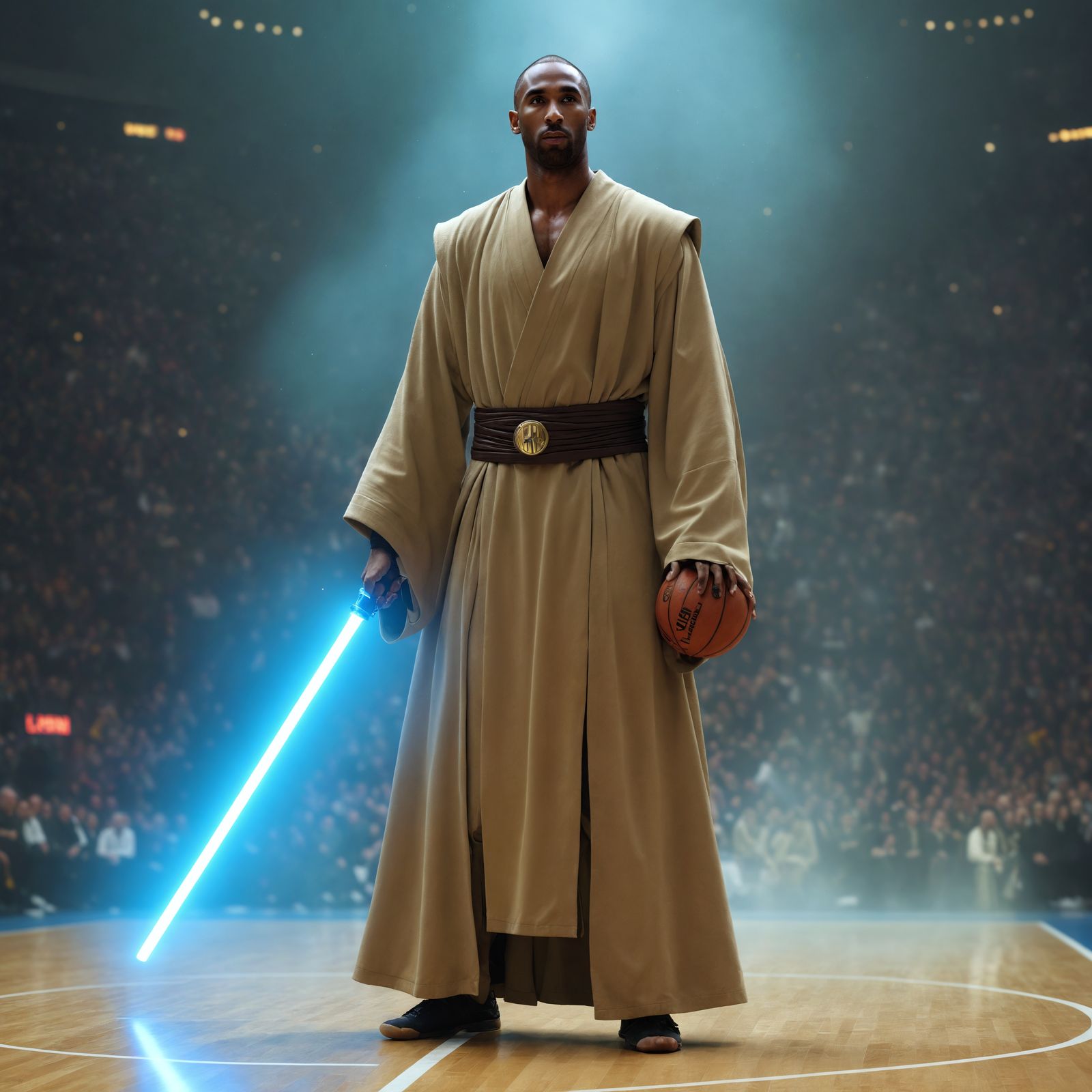 Basketball Player as Jedi Knight with Lightsaber