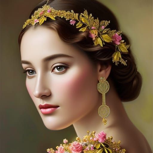 Beautiful Flower-Crowned African Queen Portrait