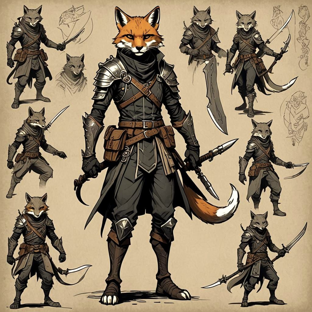 Tabaxi Ranger Character Design in Dark Fantasy Style
