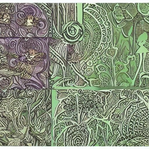 Shrek-Gru Dwarf Hybrid in Swamp: Fantasy Art Nouveau