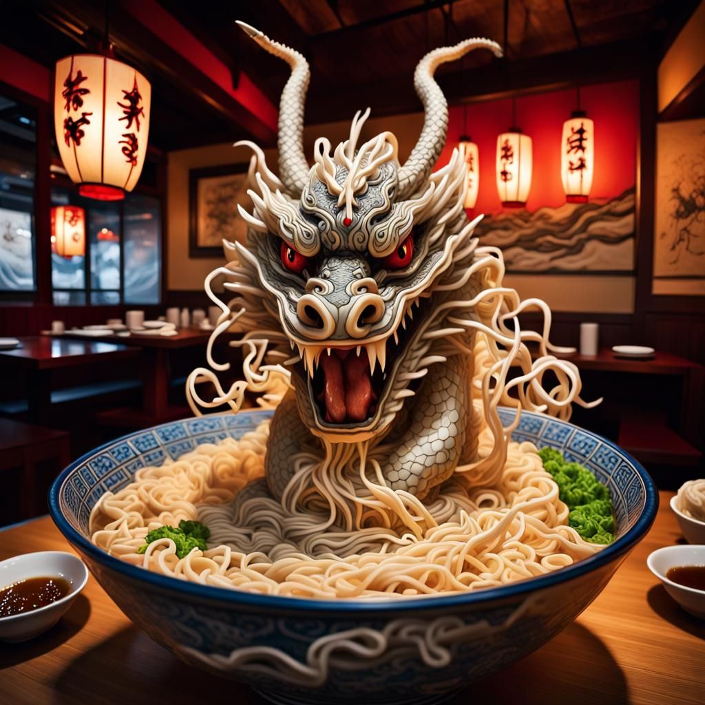 Noodle Dragon Emerges From Ramen Bowl
