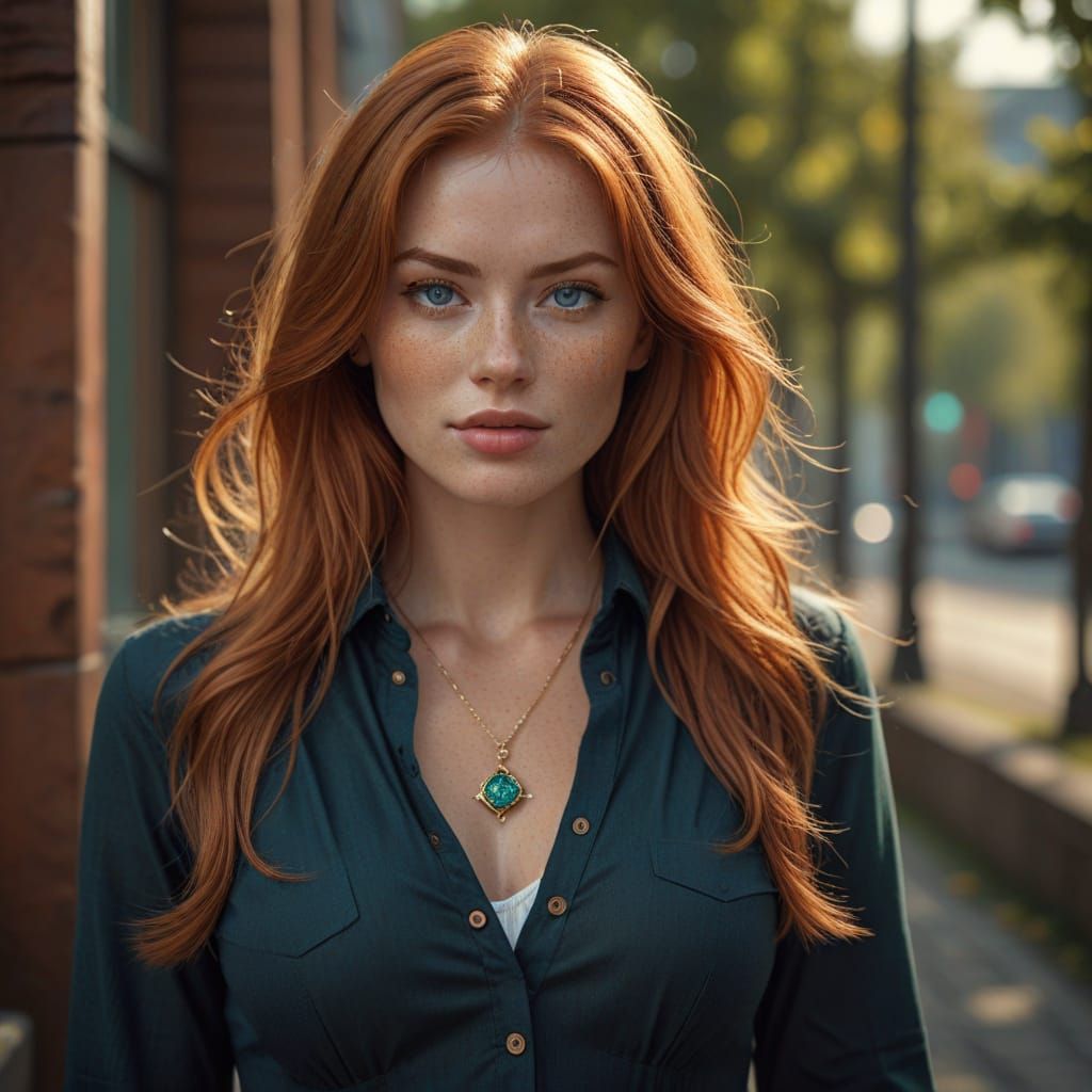 Photorealistic Portrait of a Swedish Supermodel in White Shi...