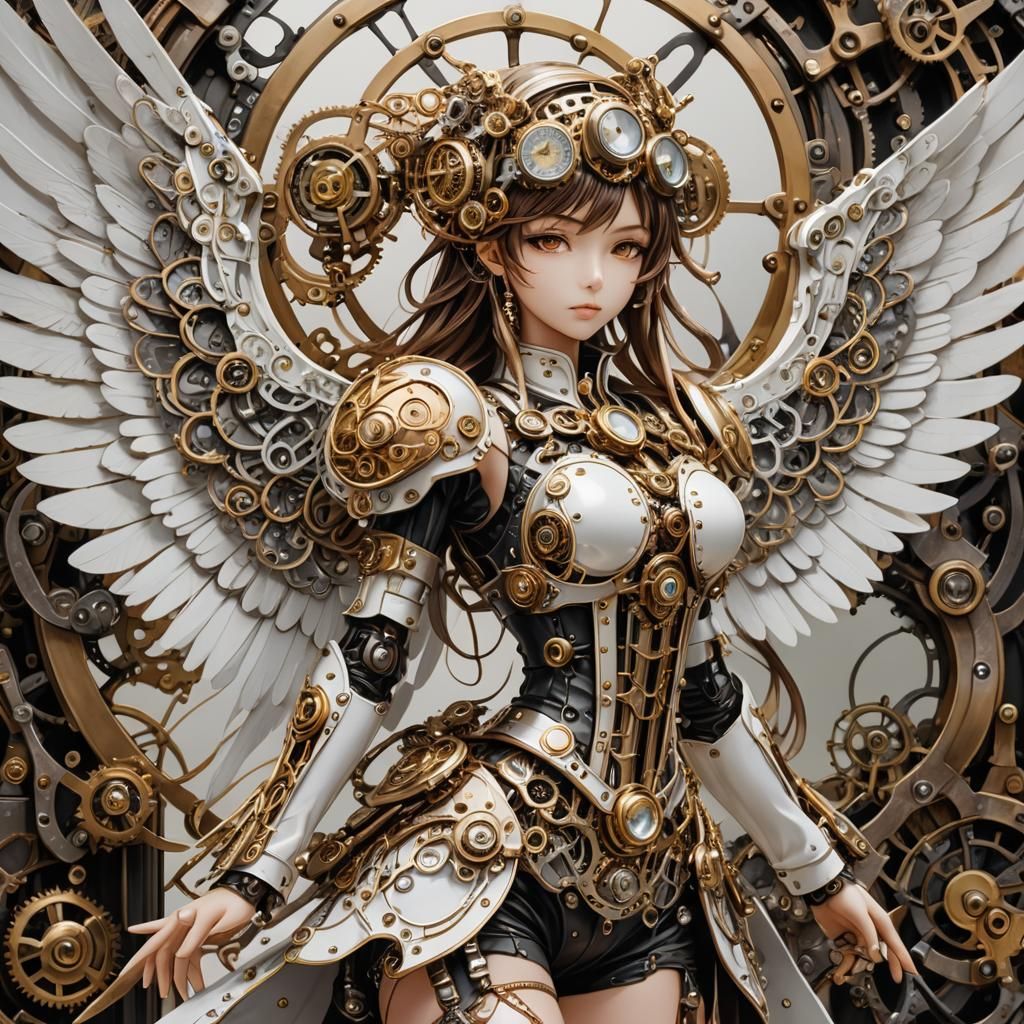 Steampunk Angel in Vibrant Anime Style