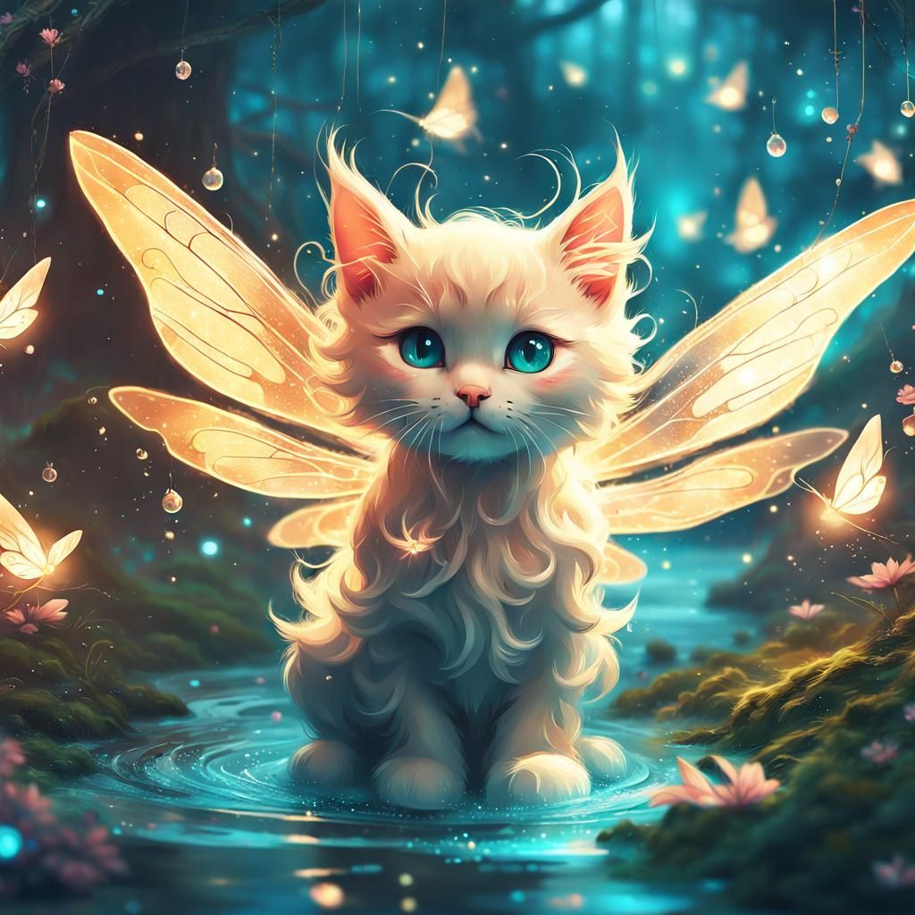 Fairy Kitten's Bioluminescent Forest Adventure