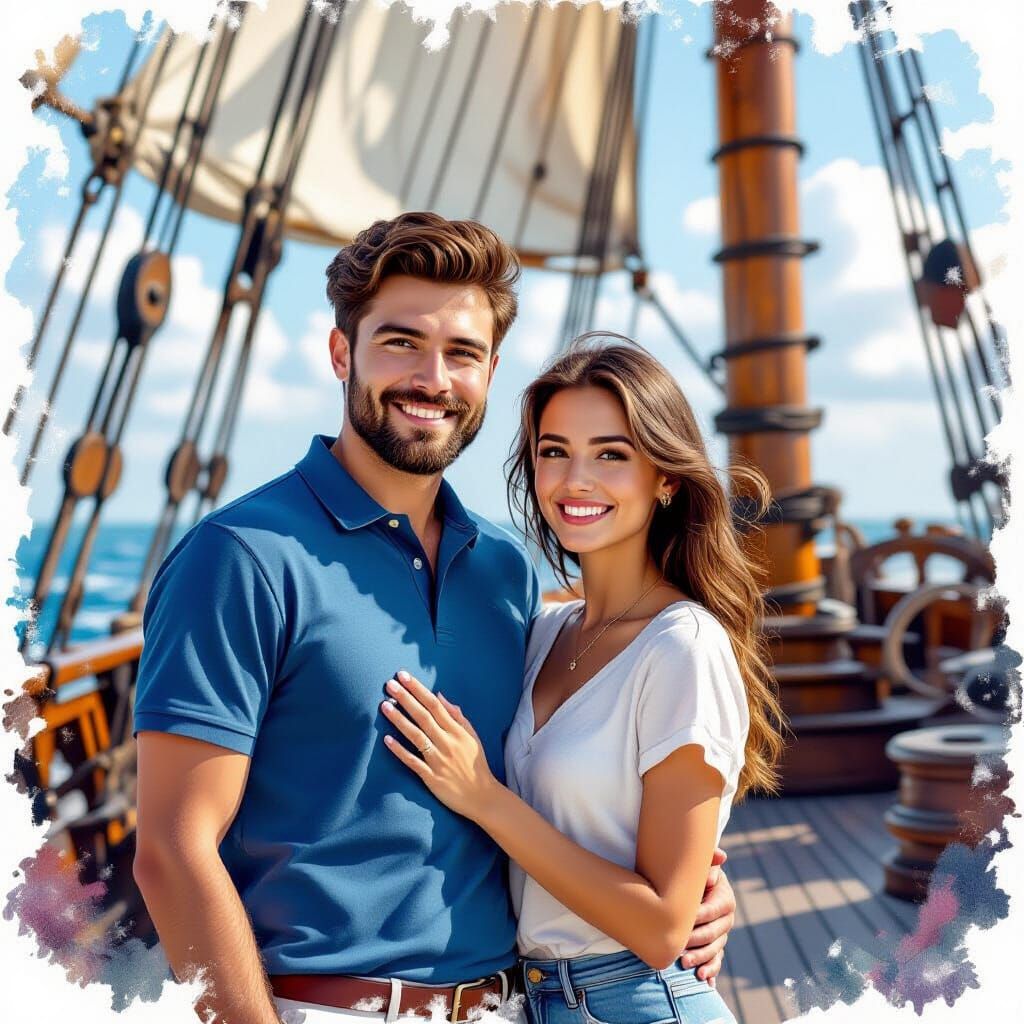 Couple on Battleship in Photorealistic Hyperdetail