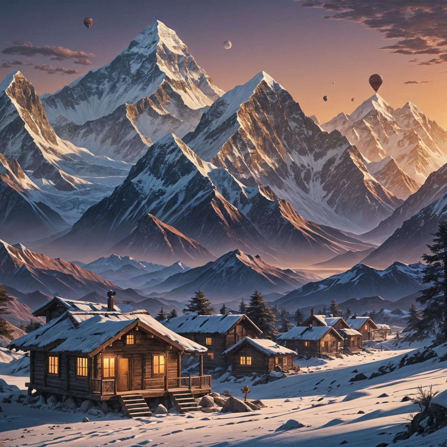 Luxury Cabins on Mount Everest: Fantasy Concept Art