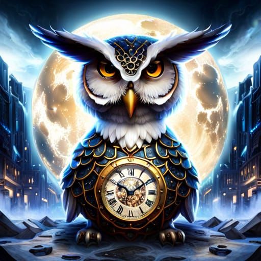 Diamond Owl Clockwork in Clockpunk Style