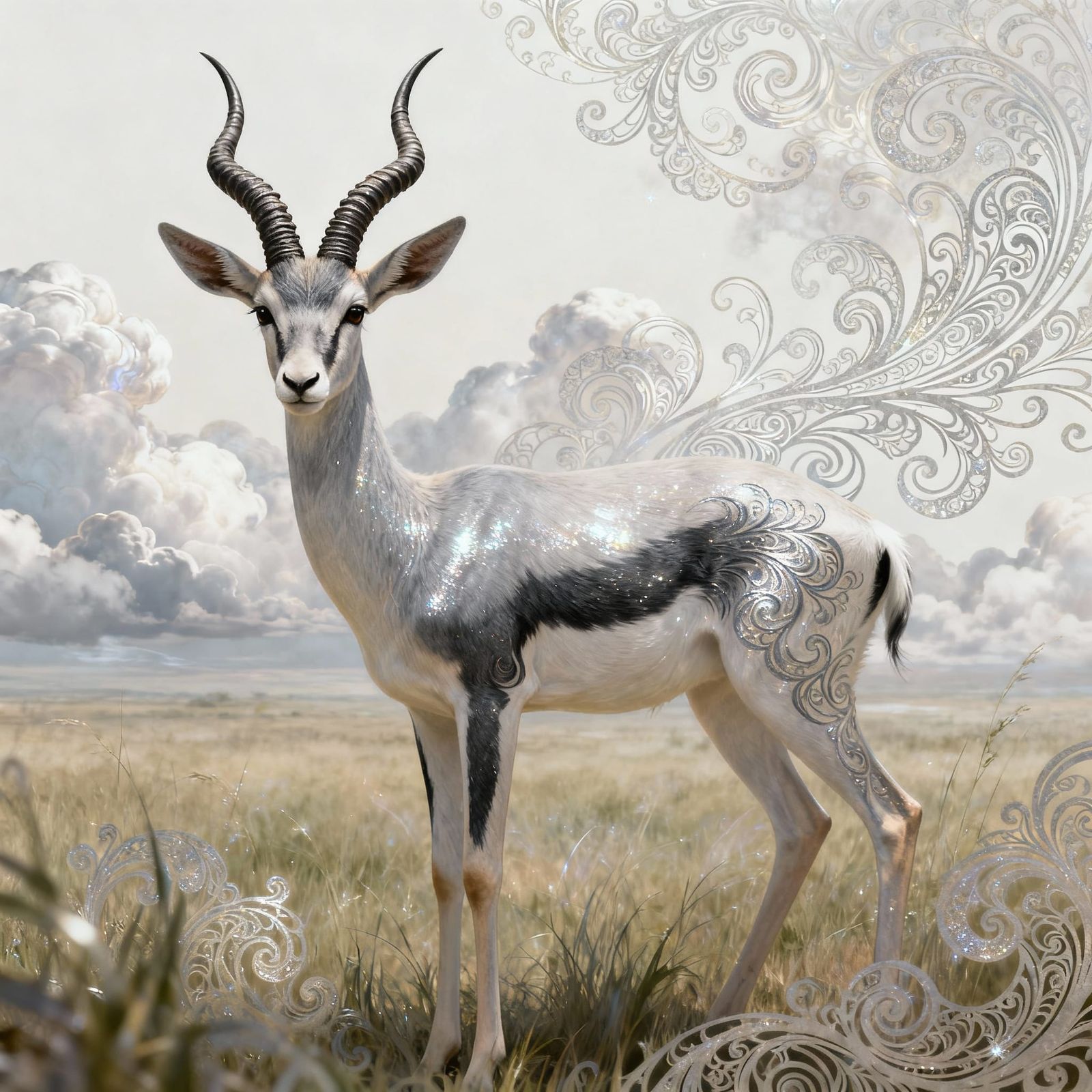 Majestic Gazelle in Fantasy Cloudscape