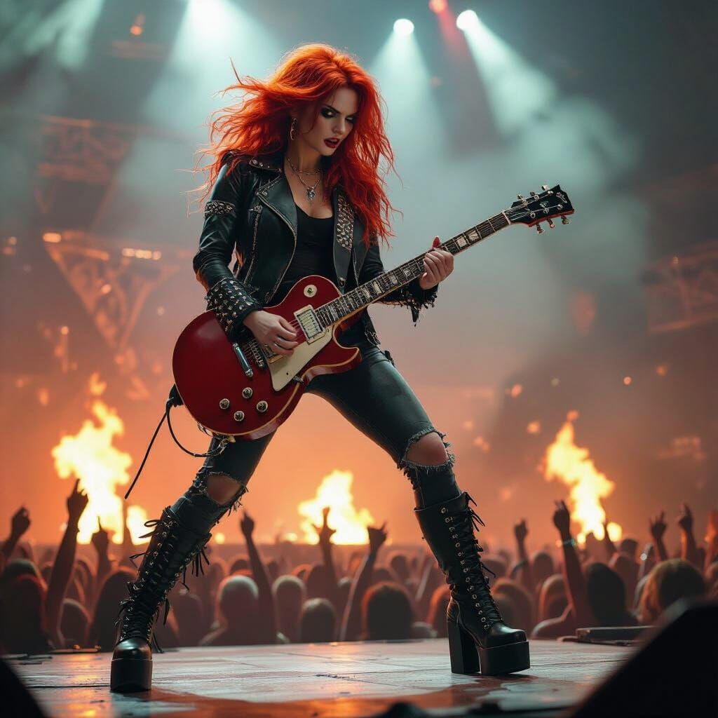 Female Rockstar Shreds Guitar on Stage