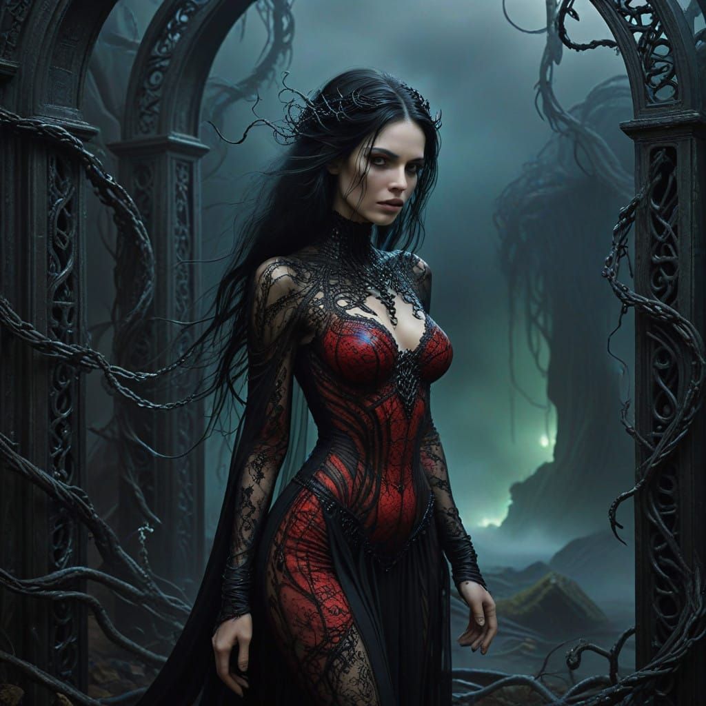 Mystical Sorceress in Dark Romanticism Style