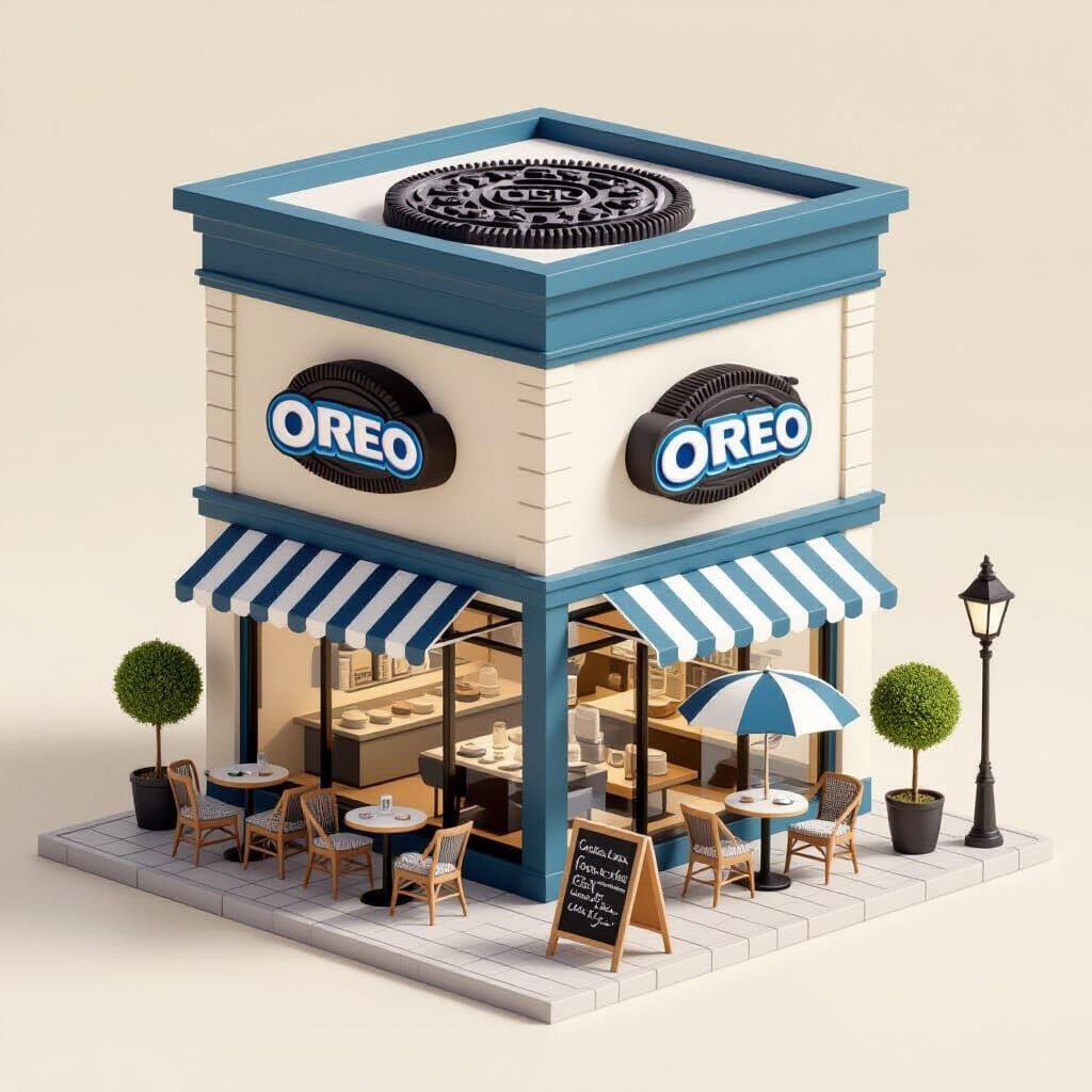Oreo Store Diorama in 3D Isometric Style